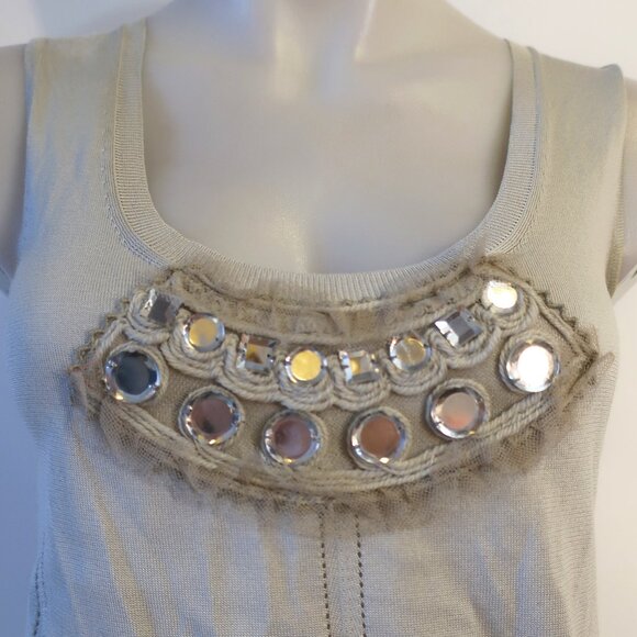 Womens Christian Dior Silver-Gray 100% Silk Sleeveless Knit Scoop Neck Top 4 - Picture 2 of 12